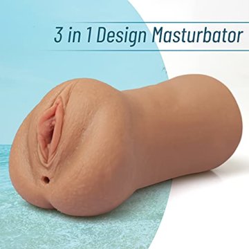 Enlove 620G TPE Realistische Masturbator Mit 3D Pussy Vagina Klitoris und Schamlippen Anal Sexspielzeug Mastrubrator Masturbation Tragbare Taschenmuschi Erotik Sexspielzeug Männer Extrem Sex Braun - 